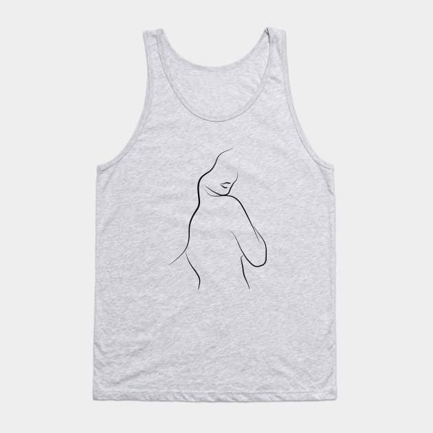 Woman Line Drawing- Leia's Lips Tank Top by PeachOnAWindowsill